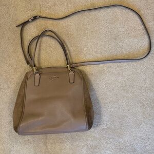 Coach Taupe/Brown Leather Satchel with Crossbody Strap